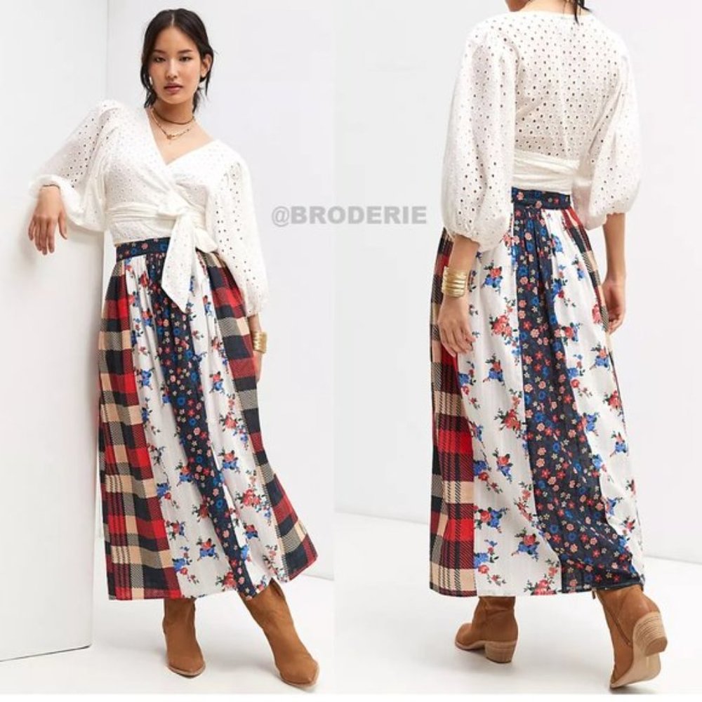 Anthropologie Let Me Be Contrast Maxi Skirt new nwt XL